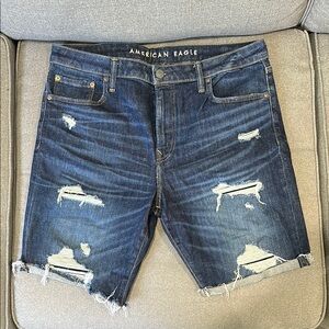American Eagle Outfitters Blue Jean Shorts Distressed Style